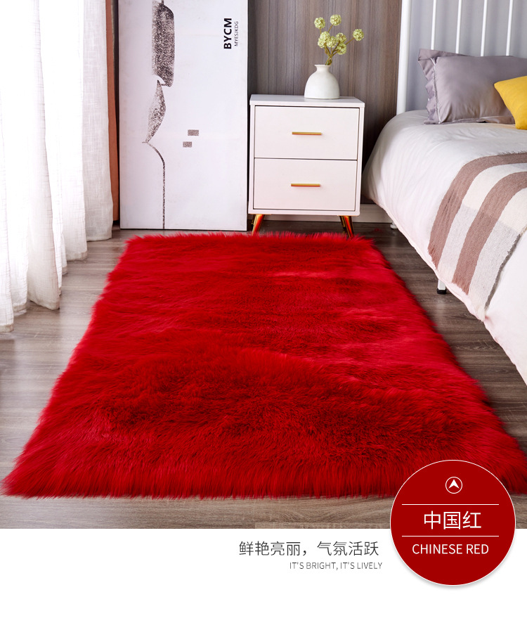 Long Plush Carpet in Orange Color for Bedroom, Bedside Rug, Living Room Coffee Table Mat, Floor Mat, and Window Decoration