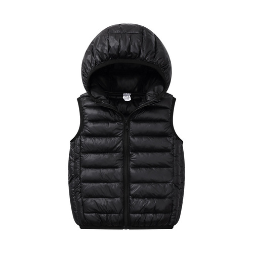 Autumn/Winter New Children's Down Cotton Vest for Boys and Girls, Middle Kids and Toddlers, Hooded Outer Wear Vest, Cardigan, Backless Shirt