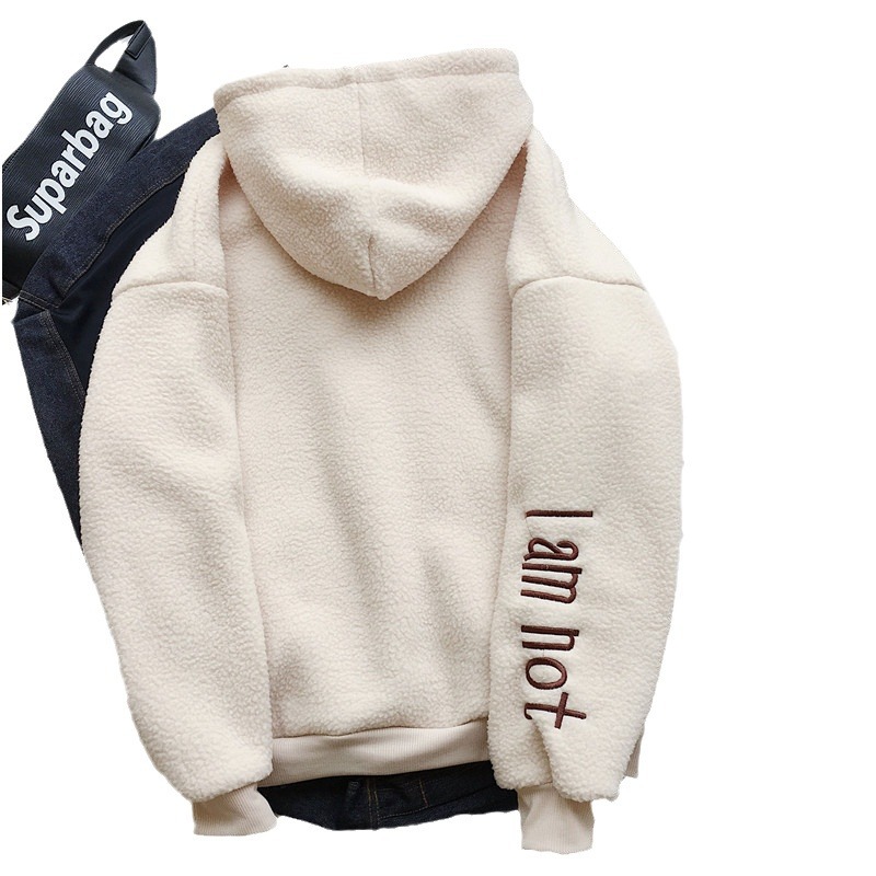 Damenbekleidung Stützender Kapuzenpullover aus Plüsch und verdicktem Lammfell im Herbst- und Winterstil für Studentinnen mit warmem Mantel_voghion.com