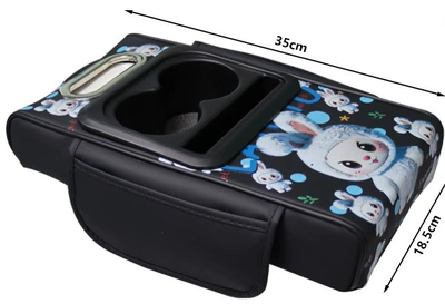 Universal Tissue Box Central Armrest | Armrest box pad - black-blue-rabbit