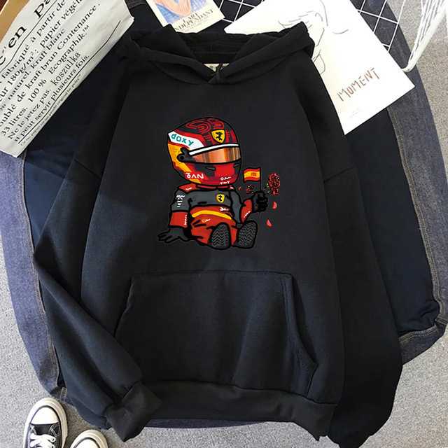Sainz Mini F1 Hoodies for Men Games Cartoon Graphic Sweatshi