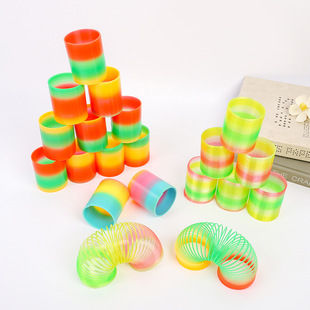 Rainbow Circle Children's Toy Hot Selling Jenga Spring Circle Puzzle Elastic Kindergarten Spring Stacking Circle Small Toy