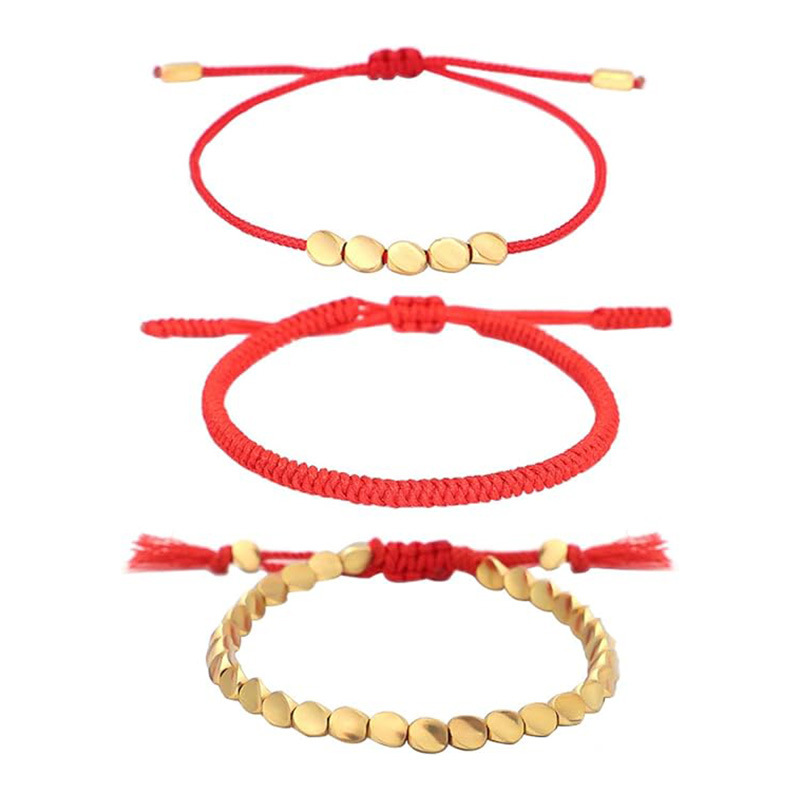 Cross-border Men's and Women's Copper Beads Hidden Rope Woven Bracelet Shaped Copper Beads Creative Tassel Lovers Hand Rope