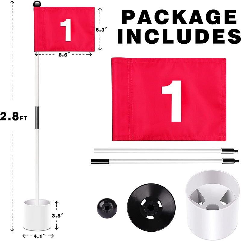 Golf asta taza titular suministros de Golf 4 pulgadas agujero taza rojo/azul/blanco bandera 87cm cubierta de asta