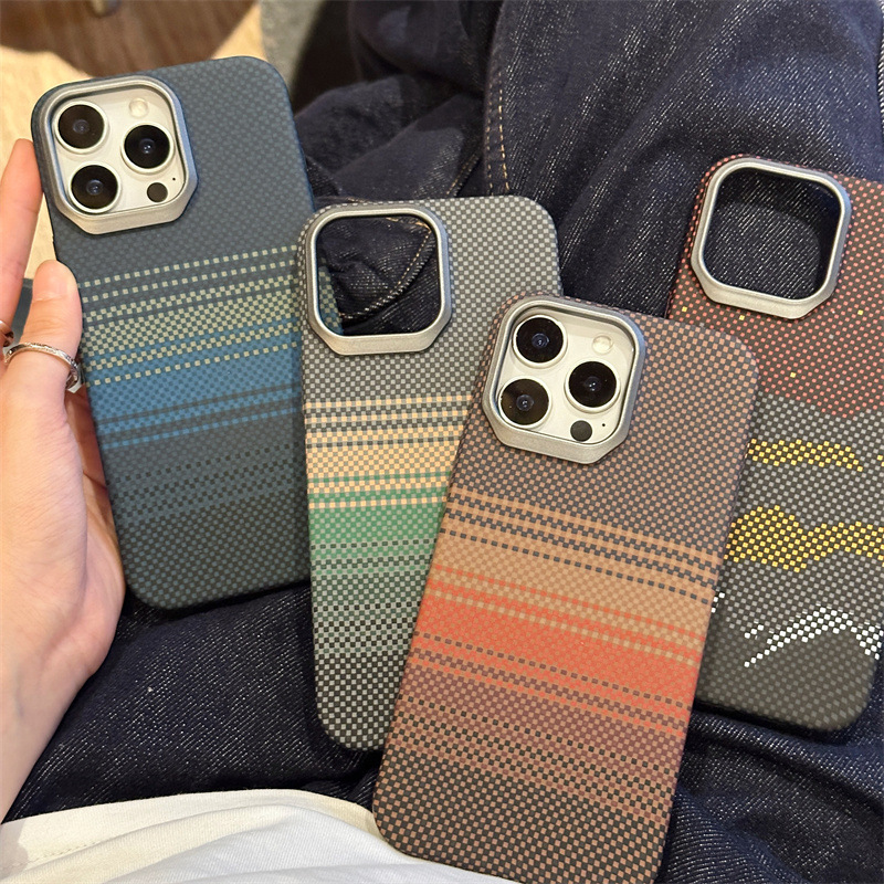 Suitable for Iphone16Pro Max Mobile Phone Case Apple 15 Carbon Fiber Pattern Woven Feel 14/15 Kevlar Hard Case