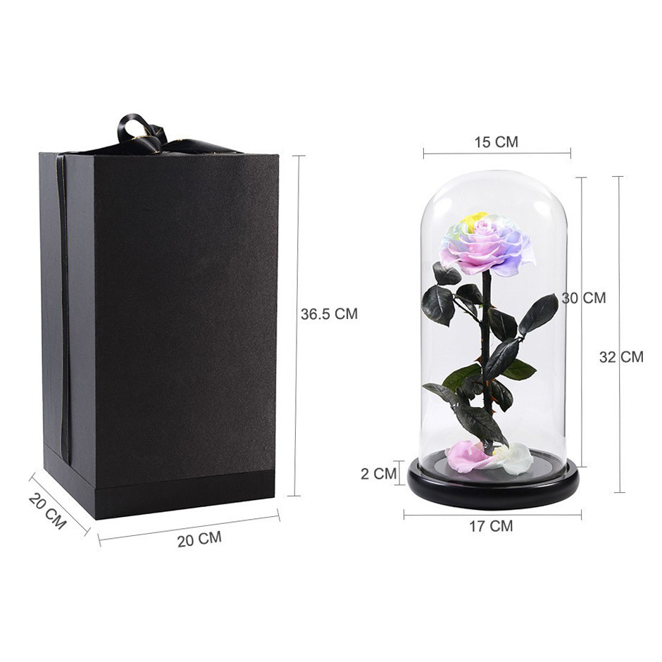 FUENTE Precio al por mayor de fábrica regalo creativo transfronterizo Día de San Valentín Príncipe de Navidad Flor Eterna Rosa cubierta de vidrio