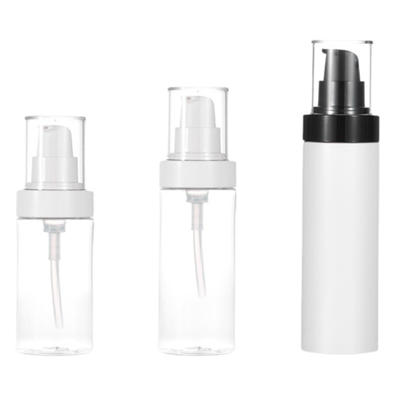 Botella de loción transparente tipo punt pet botella de spray blanco de plástico 100ml 120ml 150ml botella de leche limpiadora