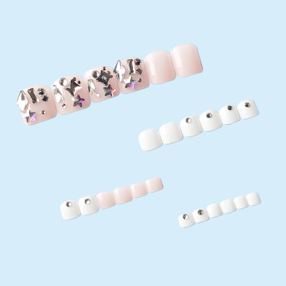 Comercio exterior fantasía de diamantes de color estrella y luna de uñas lujosas de hadas para usar uñas de pie 24 piezas de parche de uñas de los dedos