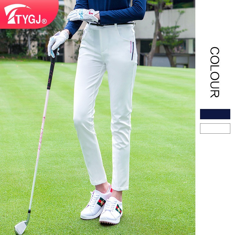 Factory Direct spring and autumn golf women's trousers lightweight mid-waist stretch slim sports casual ball pants