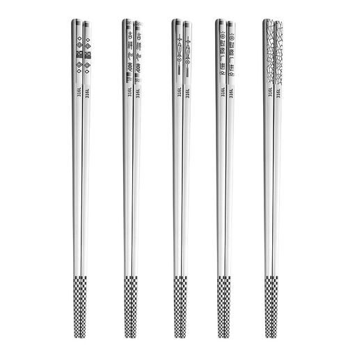 316L/304 stainless steel chopsticks household non-slip square chopsticks with blessing character New Year auspicious chopsticks gift public chopsticks