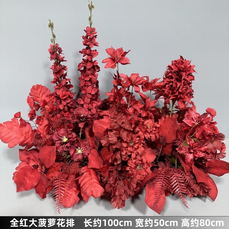 Flor de la boda de la flor Chiyeya rosa roja fila de orquídeas fila de flores bosque escena de compromiso decoración de la boda fondo de decoración