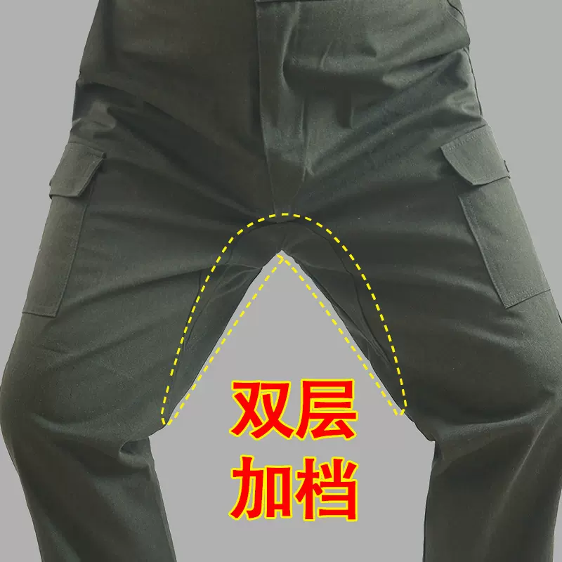 工装裤子男纯棉保安裤作训裤女加档加厚军绿裤防烫耐磨春秋工作服