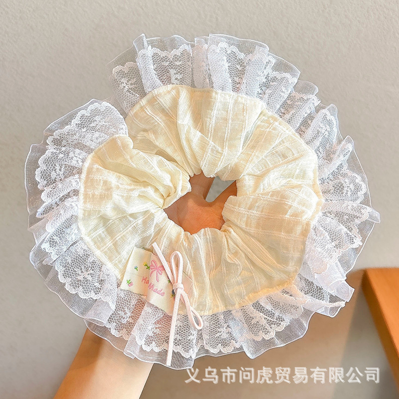 韓国風高級白い大腸ヘアバンドゴムバンド女性のヘアアクセサリー 2025 新しいボールヘアロープ|undefined