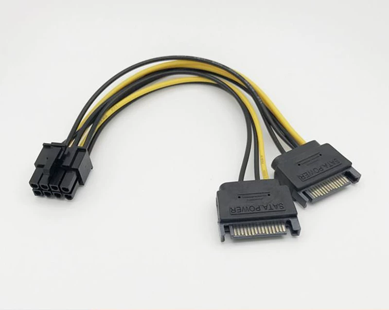 Двойной кабель питания SATA 15-пин на 8-пин PCIe, 20 см, для преобразования питания GPU