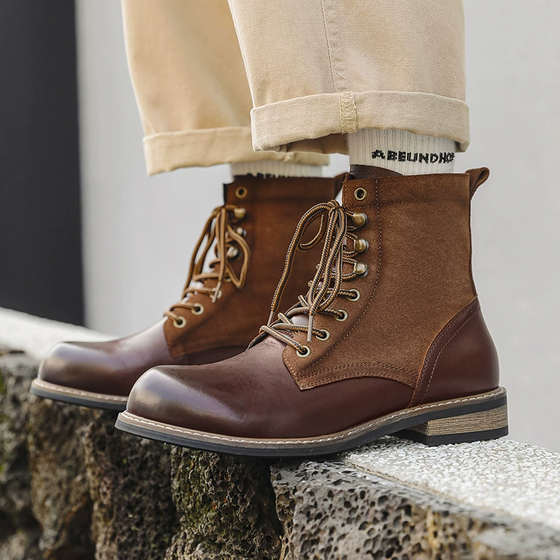 2025 новый рыцарь сапоги парашютист сапоги Мартин сапоги ретро мотоцикл сапоги аркаунт Оксфорд подошва мужская модная обувь