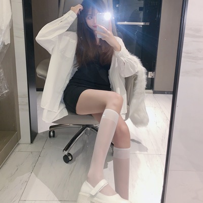 中筒襪白色襪子春夏日系薄款透肉小腿襪ins潮透明jk絲襪
