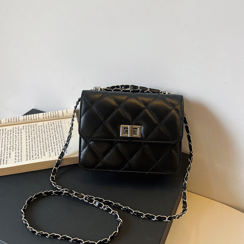 Mini bolso de plata para mujer 2024 nuevo bolso de cadena de diamantes de alta gama de moda bolso cuadrado pequeño de mensajero de un solo hombro