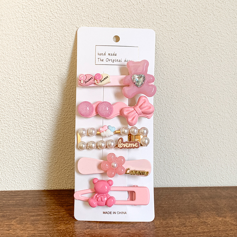 Ventas directas de fábrica 2025 nueva horquilla de color para mujer nueva pinza de flequillo lateral linda horquilla rota pinza de una palabra dulce