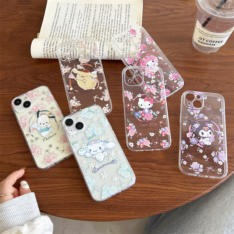 Sanrio Hello Kitty Pacha Dog Kuromi Iphone11/12/13/14 Mobile Phone Case Apple 16 Transparent Soft