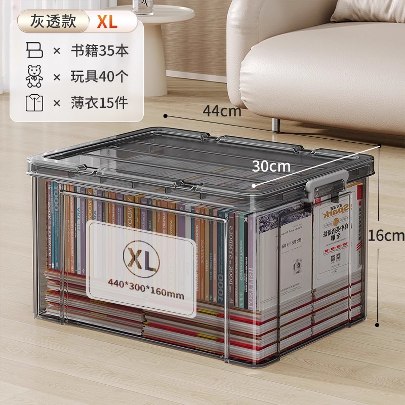 Caja de almacenamiento transparente caja de almacenamiento de plástico doméstico armario ropa juguetes de gran capacidad snack acabado caja de almacenamiento de edredón