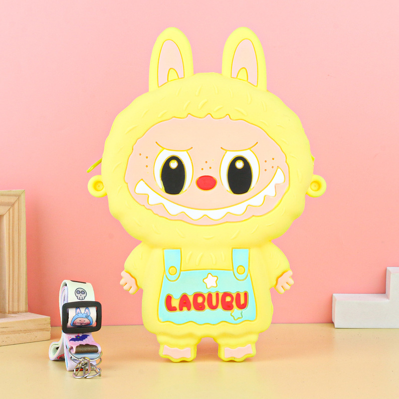 Labubu シリコーン携帯電話バッグ漫画かわいい誕生日ギフト弓シリコーン小銭入れハイエンドクロスボディバッグ|undefined