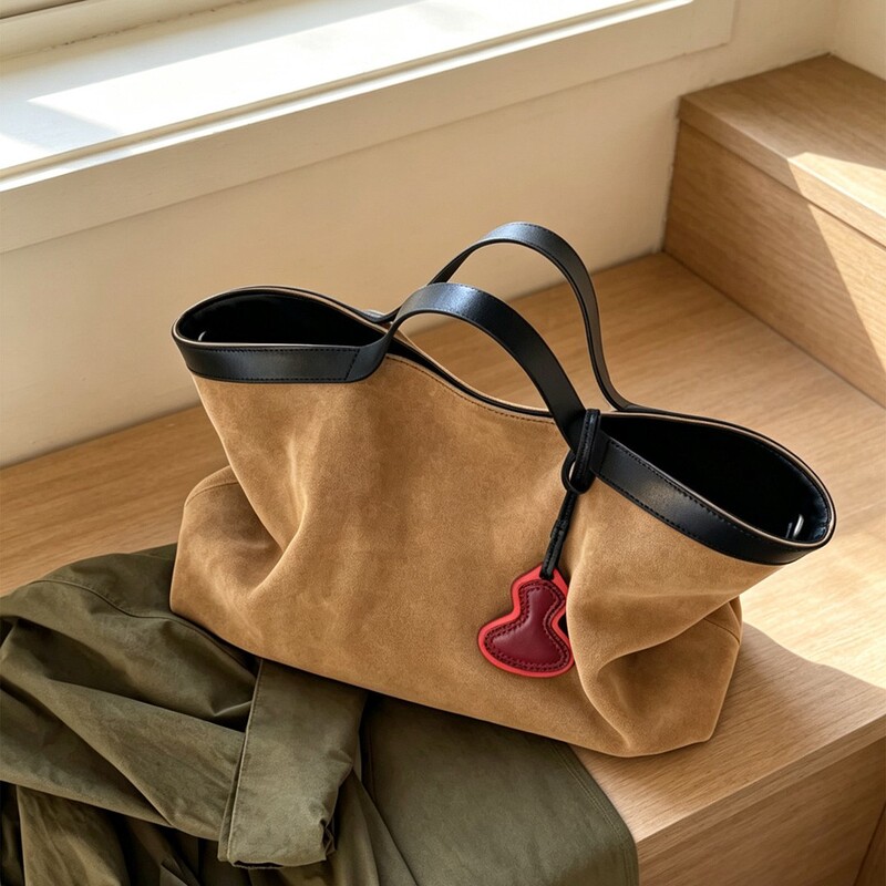 Retro large-capacity tote bag, 2026 autumn/winter new collection, Korean-style versatile commuter bag, fashionable shoulder bag and crossbody bag Retro large-capacity tote bag, 2026 autumn/winter new collection, Korean-style versatile commuter bag, fashionable shoulder bag and crossbody bag