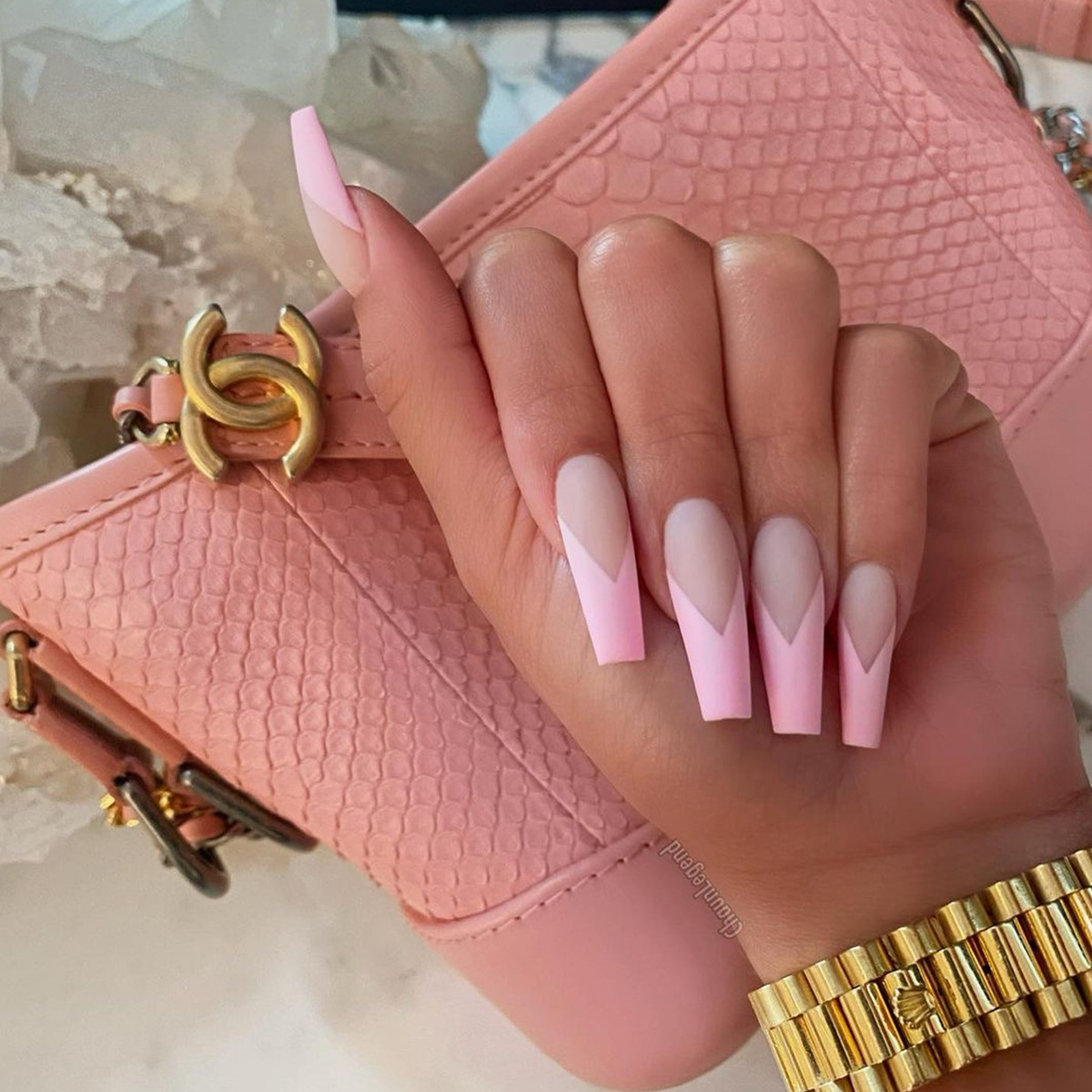 Water pink French matte wearable nail ar...
