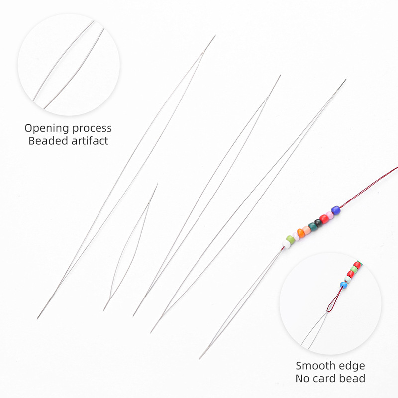 Aguja de cuentas abierta, joyería de aguja especial, collar de pulsera, enhebrador de cuentas de arroz, enhebrador de cuentas de ojos grandes hecho a mano