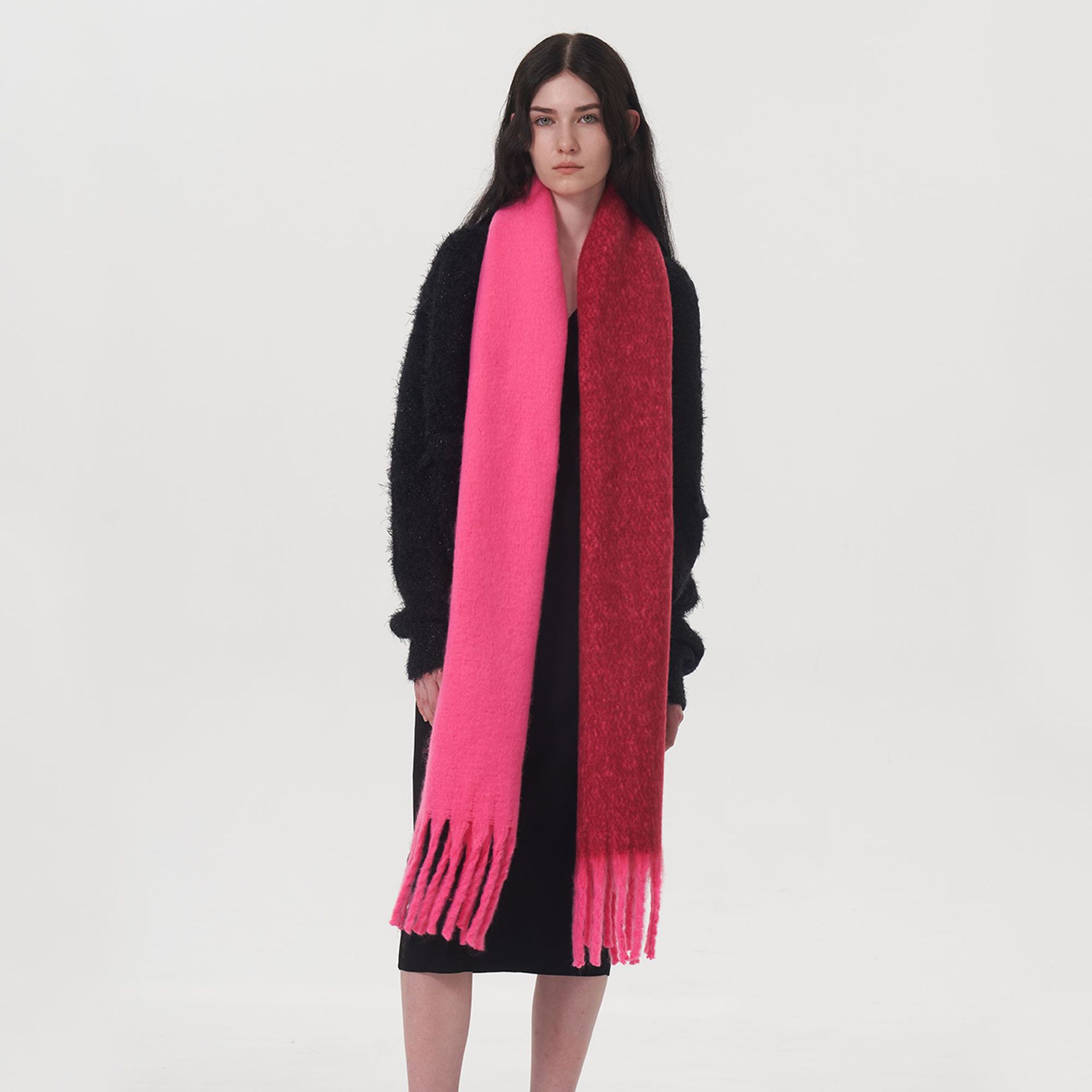 New Autumn and Winter Warm Dual Color Imitation Cashmere Scarf Women's Thickened Warm Soft Mohair Scarf_voghion.com