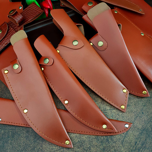 Portable boning knife set Small kitchen knife PU set Outdoor portable leather case Camping knife protective set Two-layer cowhide knife set