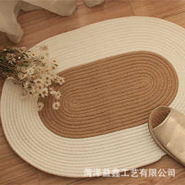 棉绳客厅脚垫日式入户门地垫家用编织地毯酒店民宿装饰地毯椭圆形