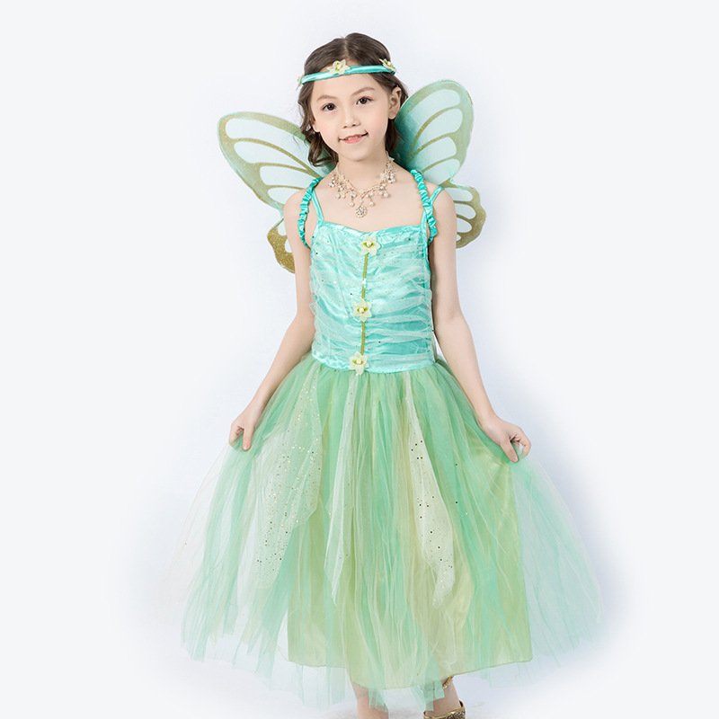 Children's Princess Dress Halloween Performance Party Performance Dress Green Fairy Dress Cosplay Children's Princess Dress Halloween Performance Party Performance Dress Green Fairy Dress Cosplay