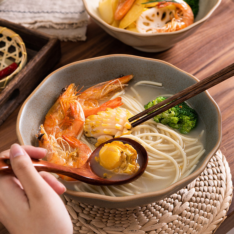 Japanese-Style Rustic Pottery Dinnerware Set, Ramen Bowl, Conical Bowl, Ceramic Bowl, Soup Bowl, Noodle Bowl, Household Instant Noodle Bowl, Rice Bowl, Wholesale
