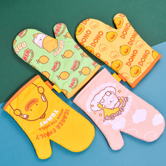 Eak Print Insulated Gloves Baking Heat Resistant Microwave Oven Ovenproof Anti-Scald Baking Kitchen Home Use