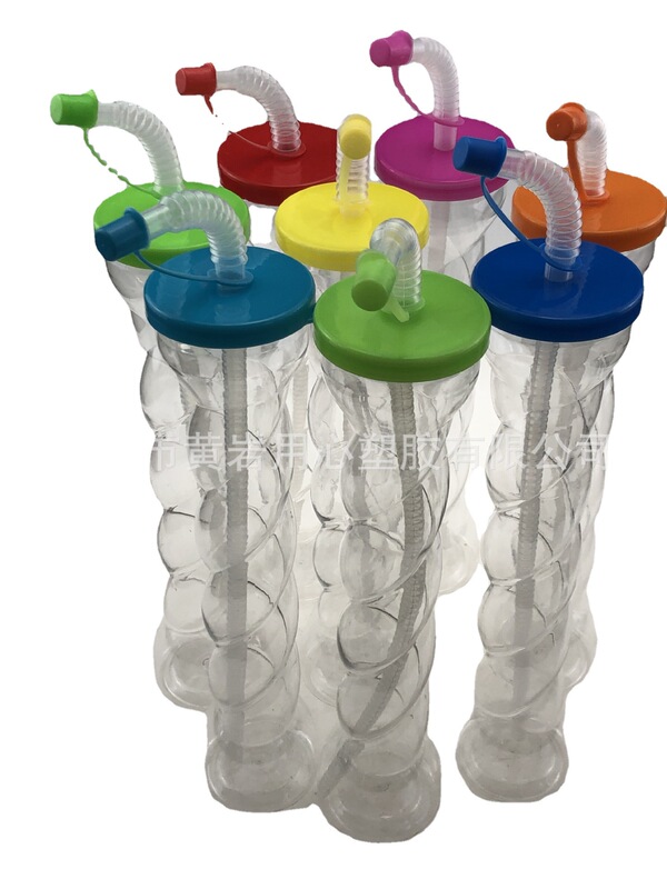 Customized Color 400ml Twist-Like Pet Slush Sand Cup Straw Cup Drink Cup Courtyard Cup