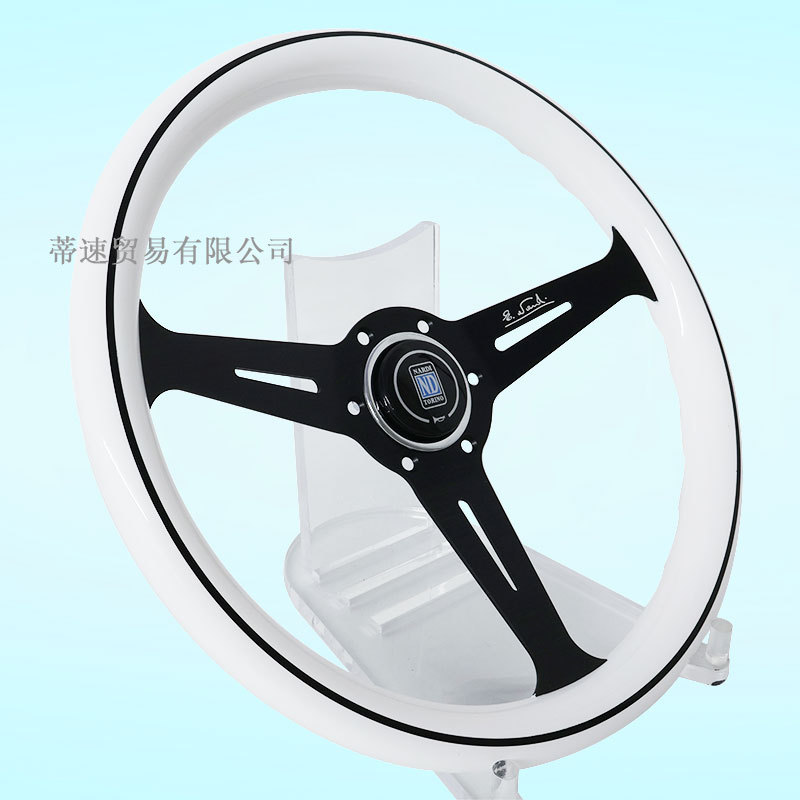 Cross-Border Hot-Selling Nd Universal 14-Inch 350mm White Abs Steering Wheel, Racing Steering Wheel with 74mm Hole Spacing