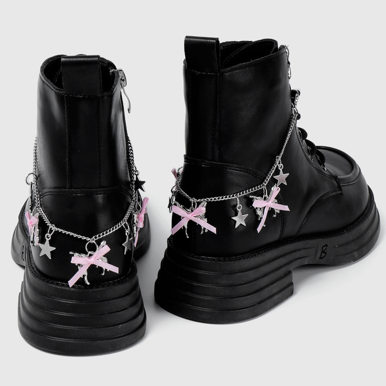 핑크 리본 나비 신발 체인 1쌍