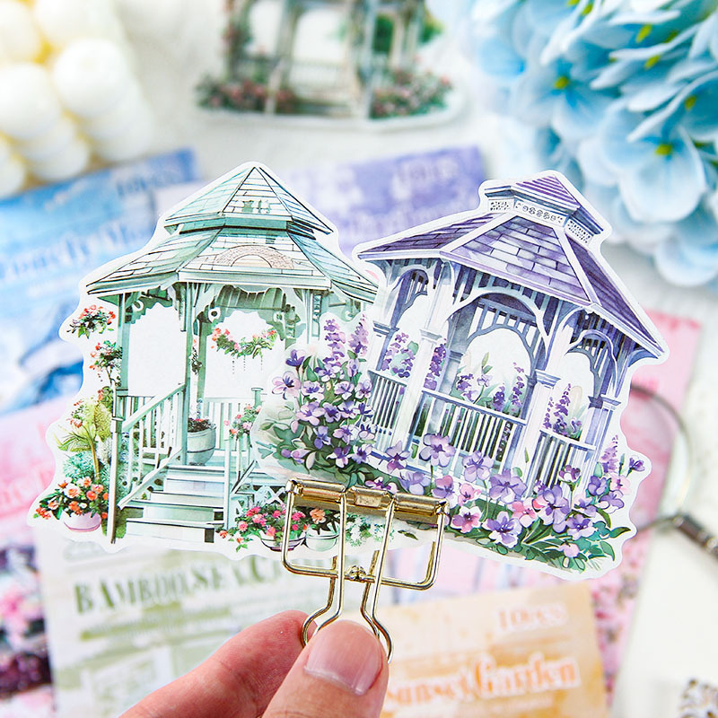 Paquete de pegatinas de aceite y papel de inspiración arquitectura europea transfronteriza material de campana de mano pegatinas paisajísticas y pegatinas de papel