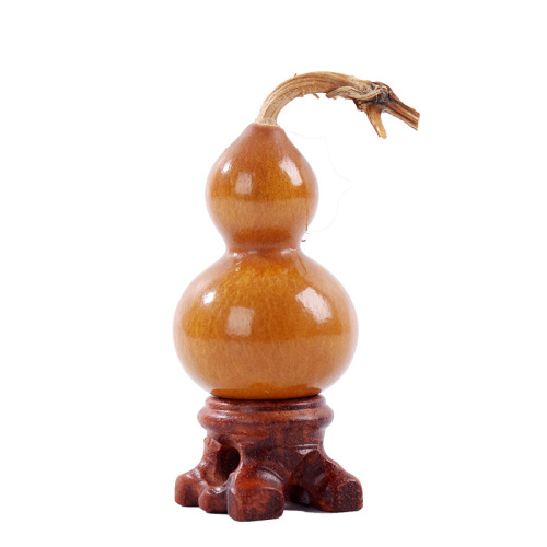 Natural hand-twisted small gourd, mini portable article, gourd with knots, handle, pendant, wrapped with pulp, gold ornaments