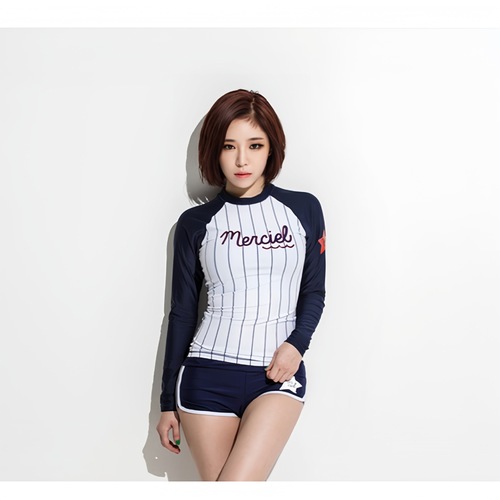 Korean women's sporty outdoor slim-fit snorkeling top diving suit jellyfish suit long-sleeve hot spring vacation swimsuit