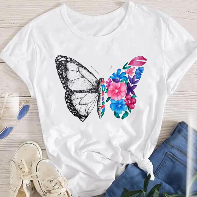 114g Weight Short Sleeve Sleeve Length Pullovers Placket Type Regular Sleeve Sleeve Type Polyester Fabric Type Regular Top Length T-shirt Tops Type Daily Occasion Round Neck Neckline Breathable Function Regular Fit Fit Type Flower Pattern Summer, Spring, Autumn Season Women'S Gender Printing Design Fashion Style Wholesale Women'S Fashion Flower Short Sleeve Printing T-Shirts 8
