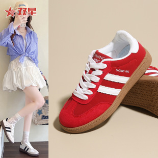 28020 Color-Blocked Flat German Training Shoes 2025 Spring and Autumn Women's Shoes Comfortable Sports Casual Versatile Running Shoes