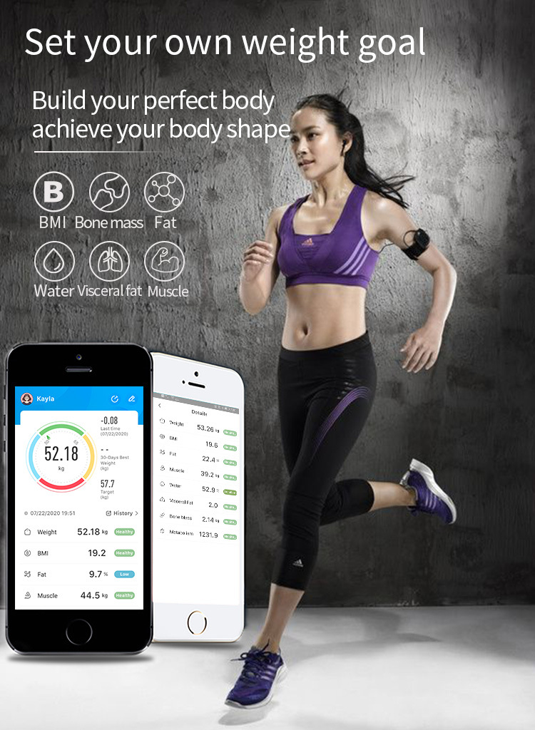体重秤APP充电体脂秤AI跨境智能卡通蓝牙家用电子秤精准做logo定