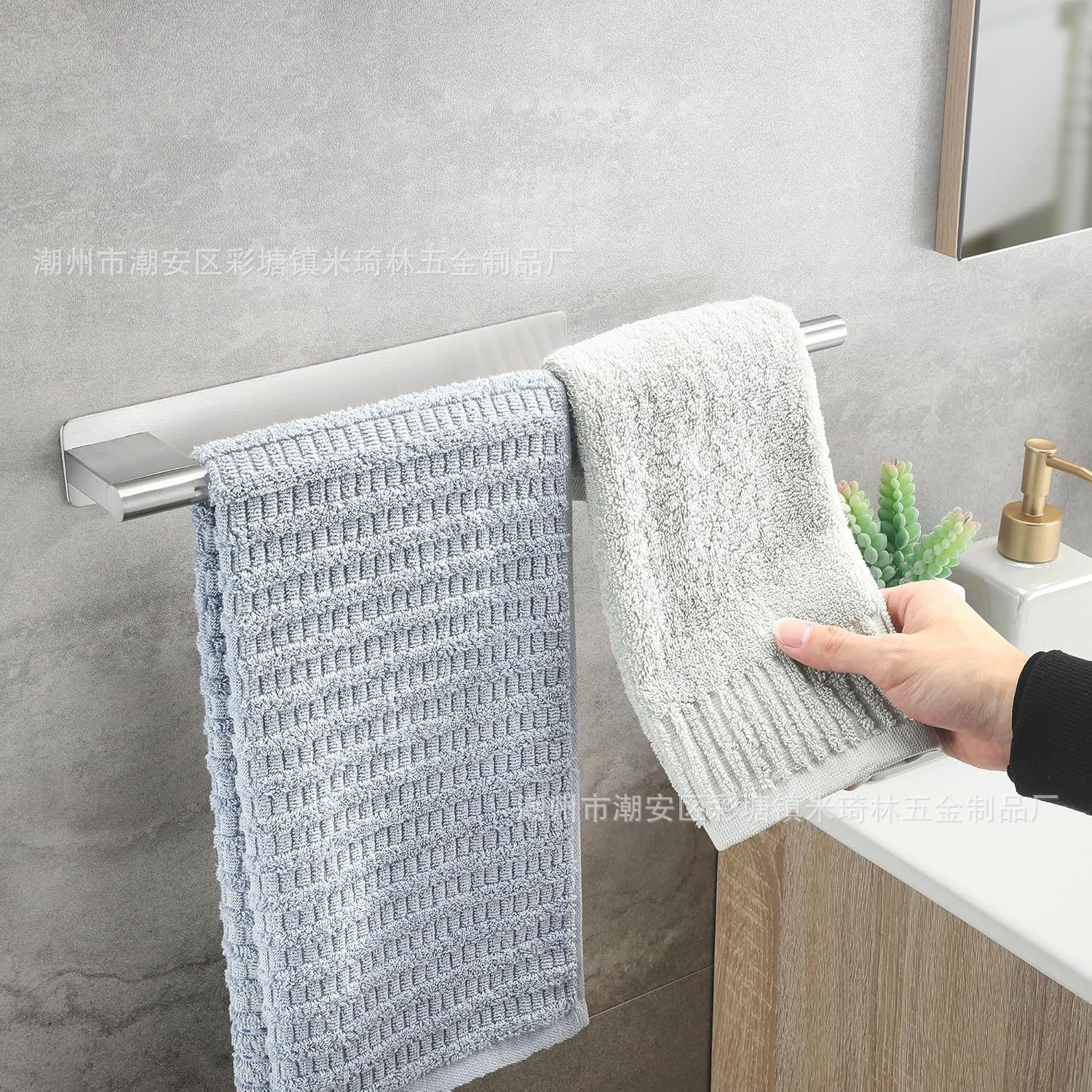 Cross-Border Stainless Steel Towel Rack, Wall-Mounted, No-Drill, Double-Rod Towel Rack, Bathroom Storage Rack, Source Factory