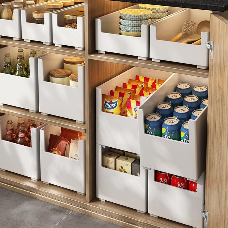 Household Cabinet Storage Boxes for Miscellaneous Items, Snacks, Kitchenware, Cosmetics, Japanese-Style Desktop Stacking Storage Baskets