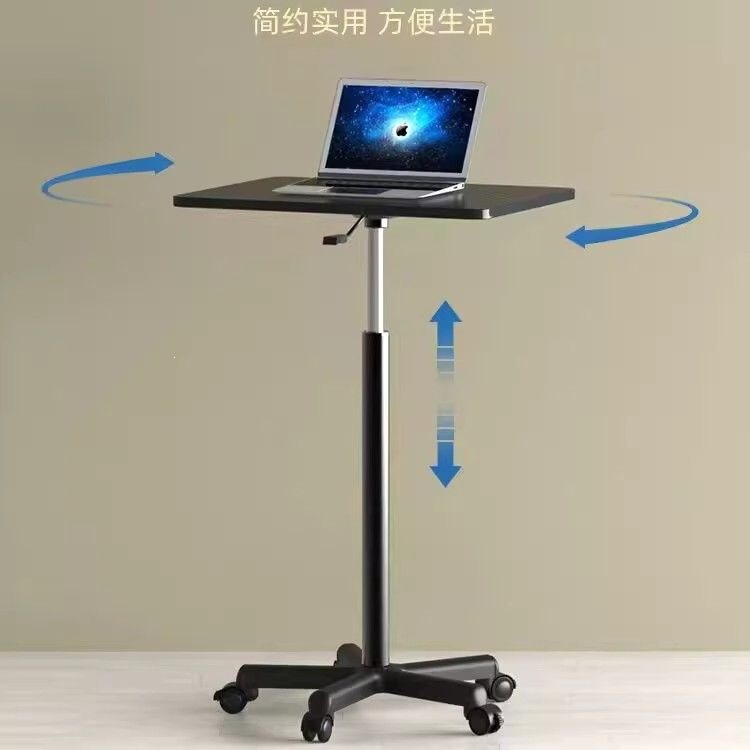 Mobile Pulley Table, Standing Workbench, Adjustable Height, Small Bedside Table, Laptop Computer Desk