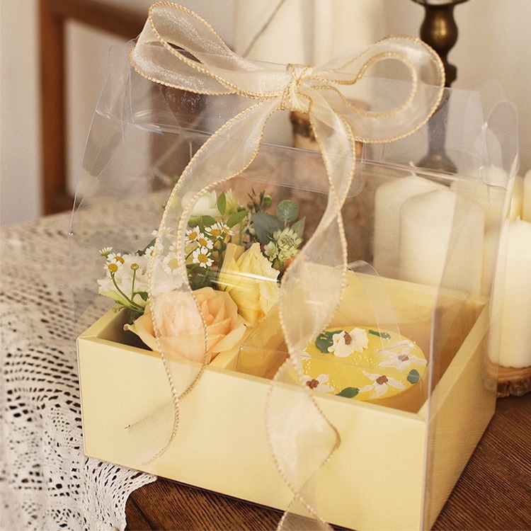 中秋の月餅のギフトボックスの花のケーキの箱のアイデアの包装箱のpvcの手提げの花の箱の折り畳み箱の卸売り|undefined