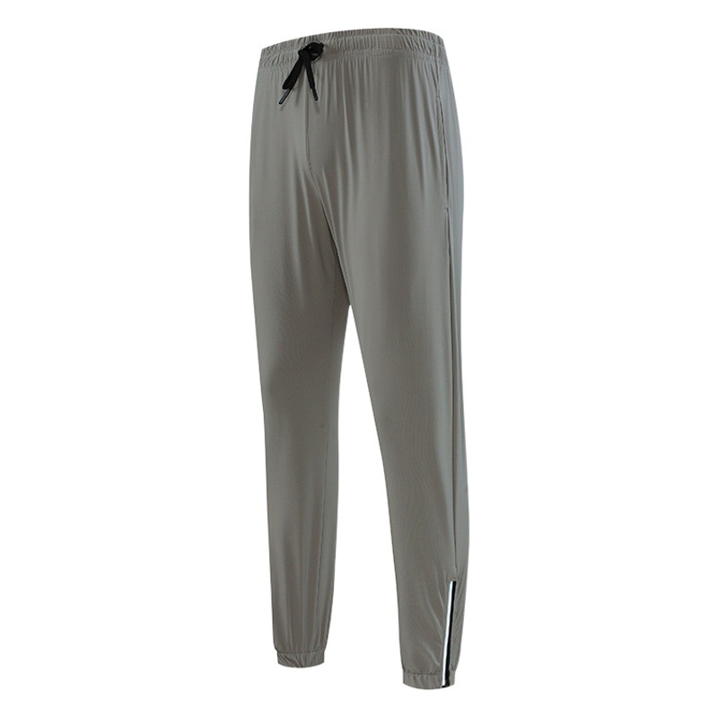 Nylon nano rejilla de secado rápido Pantalones deportivos de verano de los hombres de la cremallera delgada drapeado tobillo atado al aire libre fitness pantalones Casuales
