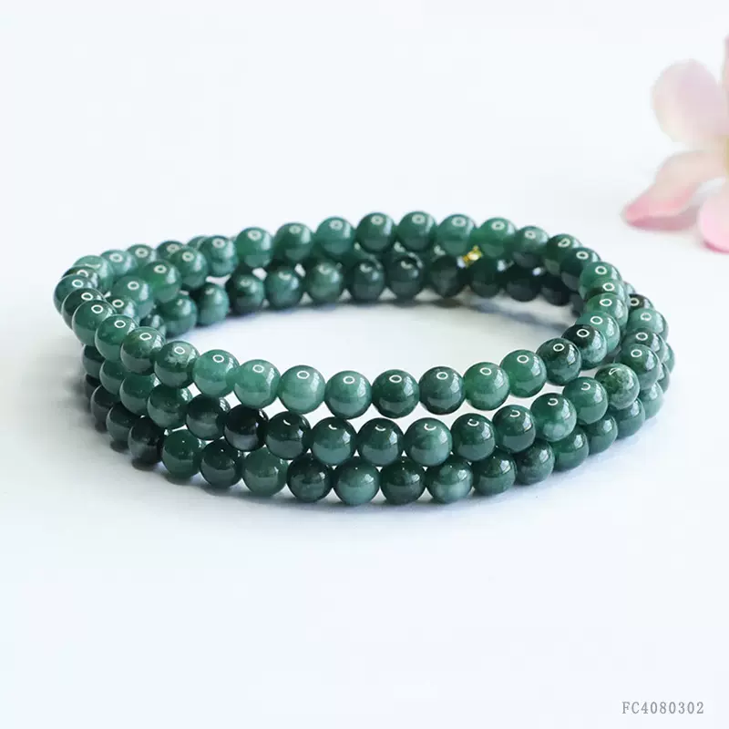 眷钰 天然A货翡翠珠链蓝水玉石项链挂链直播批发代发FC4080302