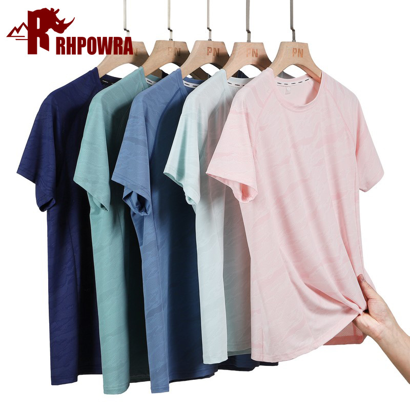 Silk thin quick dry elastic sports solid short sleeve T-shirt with a…
